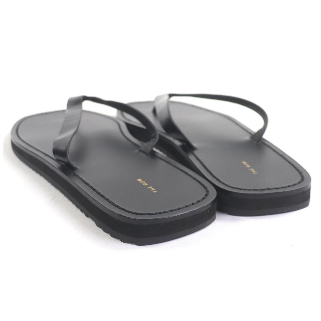 Doskonałe sandały plażowe THE ROW CITY FLIP FLOP japonki czarna skóra męskie 46 Używane