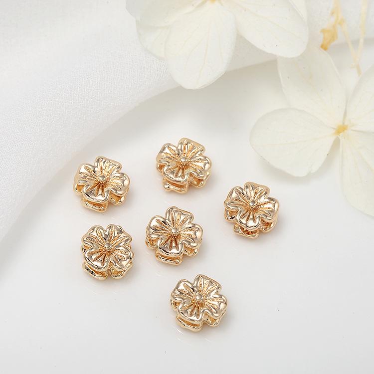 

DIY Jewelry Accessories: Pure Copper 14K Gold-Plated Flower Spacer Beads for Bracelets and Necklaces