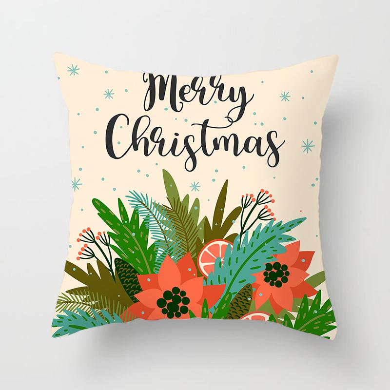 Merry Christmas Printed Pillowcase Christmas Style Cushion Cover Home Sofa Decor Throw Pillowcase