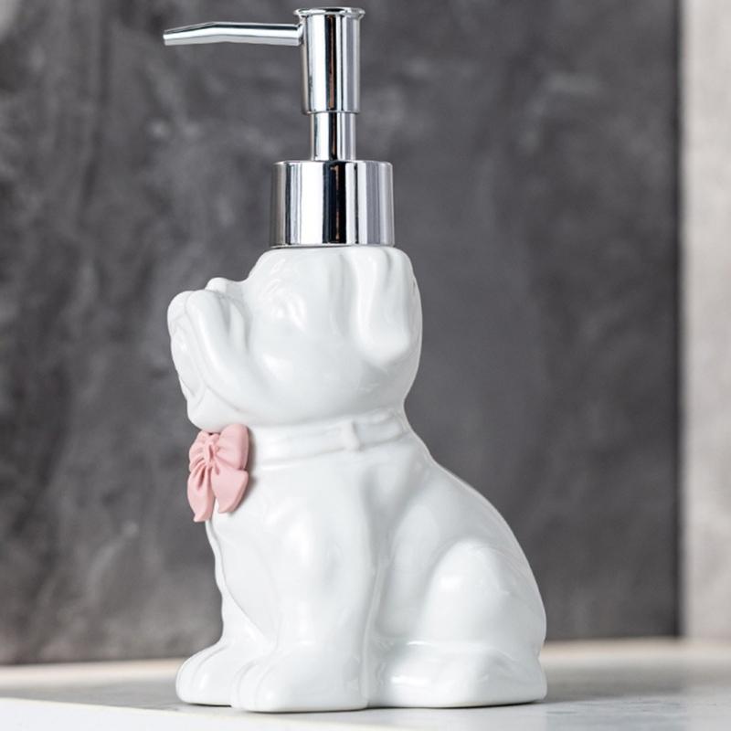 Elegante Keramik-Spenderflasche für Lotion, Handseife und Desinfektionsmittel, nachfüllbarer Behälter mit Katzenmotiv, Haushaltshelfer