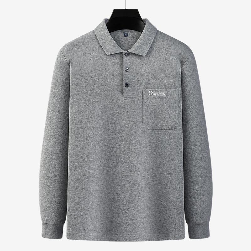 2025 Men s Pure Cotton Lapel Long Sleeve Polo Shirt - Casual Spring & Autumn Style Medium
