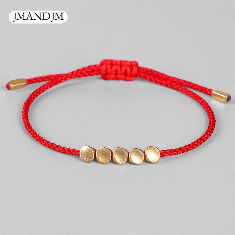 Buddhism Tibetan Copper Beads Bracelet Red Black Luck Rope Braided Bracelet & Bangles for Women Men Amulet Bracelet Jewelry