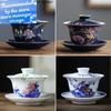 Set de Ceai Gongfu Ceramic San Cai Gai Wan China Făcut Manual Căni de Ceai Gaiwan Tureen Boluri de Ceai Pictate Manual