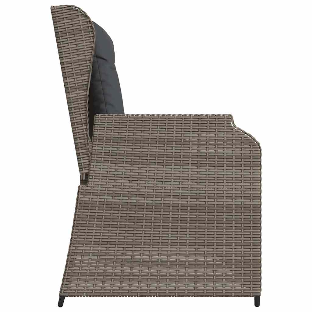 Vidaxl Banco de Jardín Plegable con Cojines, Gris, Ratán Sintético