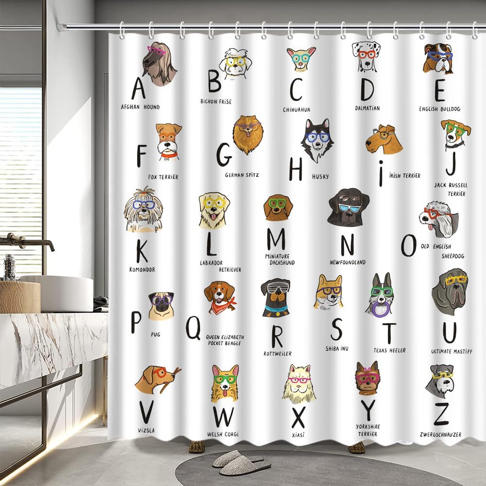 Dog Shower Curtain Cartoon Funny Dog Shower Curtain for Bathroom Cute cute pet Shower Curtain Different Kinds Loyal Pet Bathtub
