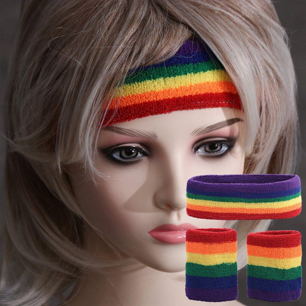 

Еластична пов язка на голову Rainbow Tennis Барвистий спортивний браслет Спортивні пов язки від поту Захист зап ястя 1pcs Headband