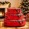 Red PE and PVC Single-Sided Transparent Christmas Wreath Storage Hanging Bag