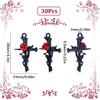 SUNNYCLUE 1 Box 30Pcs Rose Cross Charm Gothic Style Black Crosses Red Rose Flower Beads Easter Cross Charm Thistles Thorns Fancy Crucifix Charms for