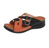 Summer Women Wedge Sandals Premium Orthopedic Open Toe Sandals Vintage Anti-Slip Leather Casual Slippers Platform Retro Shoes