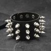 Punk Bracelet for Men Women Goth Black Leather Wristband with Metal Spike Studded Spike Rivets Cuff Bangle Adjustable