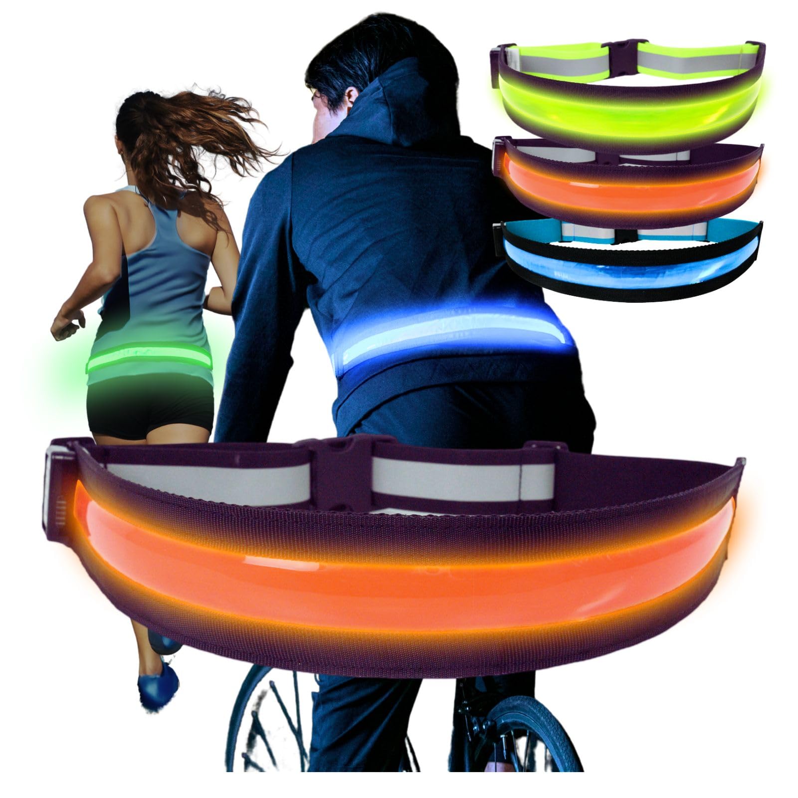 

TERUI Lights Reflective LED Running Rechargeable Night Bicycle Reflector Band, Belt, Light, Reflector, Walking, (Orange) помаранчевий