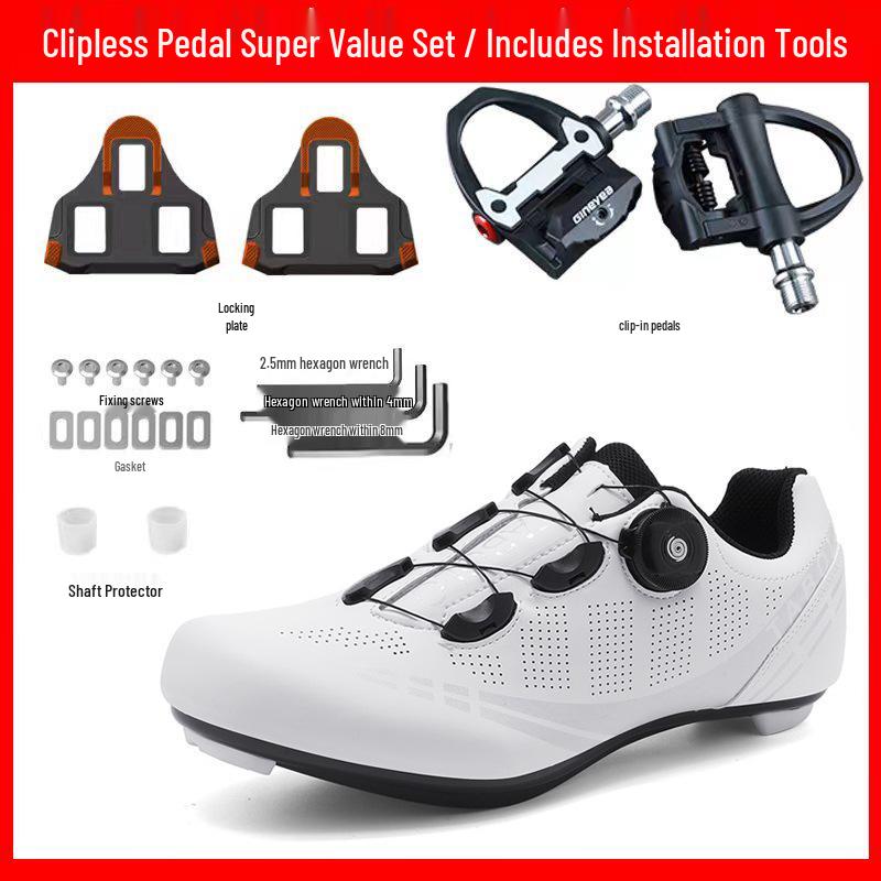 Unisex Road & Mountain Bike Cycling Shoes with Lock-Free Flat Bottom