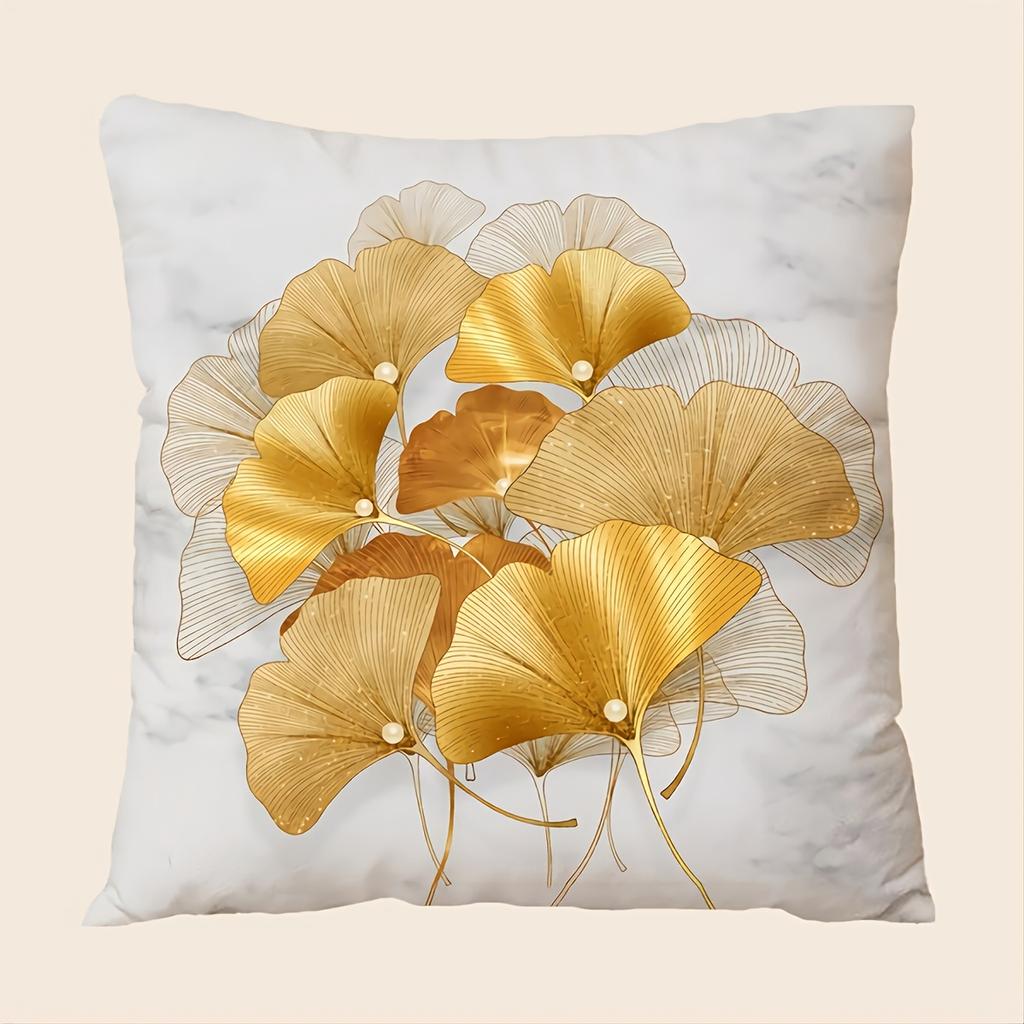 1pc Short Plush Printed Ginkgo Leaf Pattern Pillowcase - Soft and Cozy Plush Design forComfortable Sleep(Without Pillow Insert)
