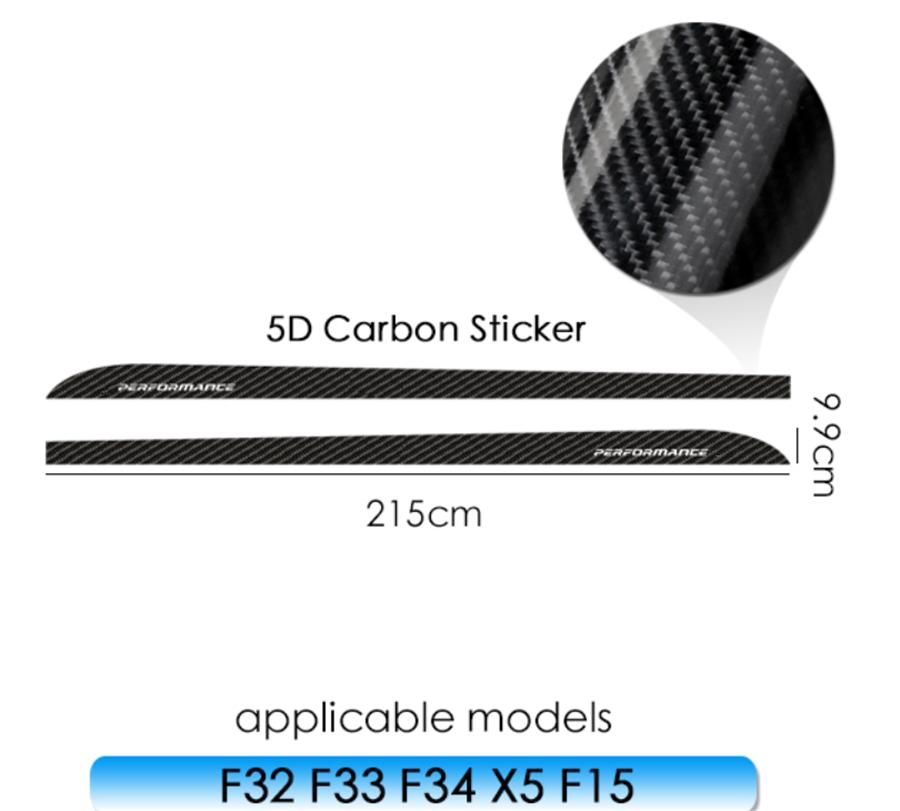 2.15M Glossy 5D  Carbon Fiber  Side Skirt Sill Decal Stripe Stickers For BMW 3 4 5 M3 M4 Series