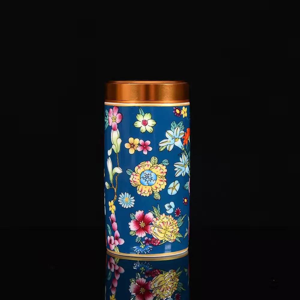 Enamel Color Porcelain Tea Canister Sealed Ceramic General Jar Storage Jars Desk Decoration Tea Cans Candy Pots Tea Caddy
