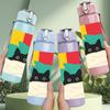 1PC Geometric Black Cat Art 750ml Color Plastic Sports Water Bottle Leakproof Flip Straw Lid Suitable for Sports Office Home Use