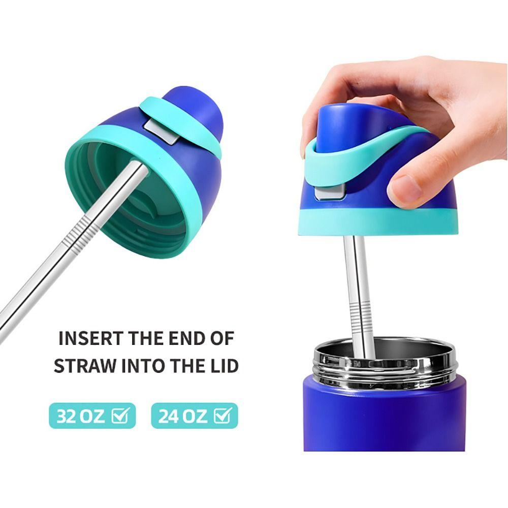 6Pcs/Set With Brush Water Bottle Straw Reusable Cup Replacement Straw  Drinking Use