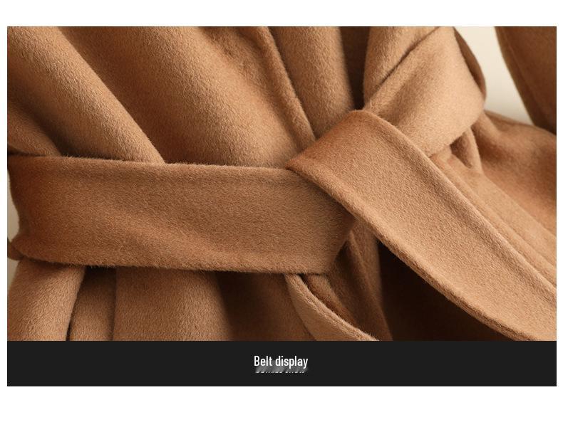 2024 Autumn/Winter Double-Faced Cashmere Women's Mid-Length Slim Wool Coat for Petites