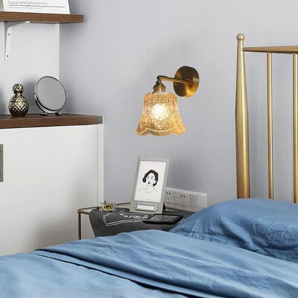 Green Glass Nordic Wall Lamp Wrought Iron Bedside Wall Lamp LED Wall Light  Dressing Table