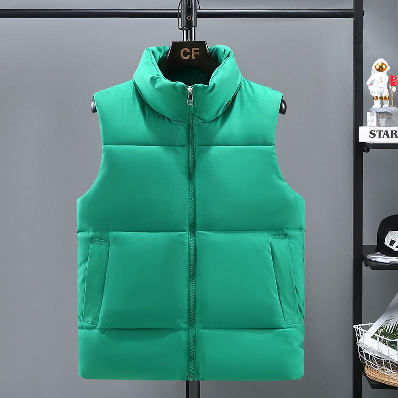 Mens Solid Color Puffer Vest Stand Collar Zip Up Casual Winter Warm Outerwear Couples