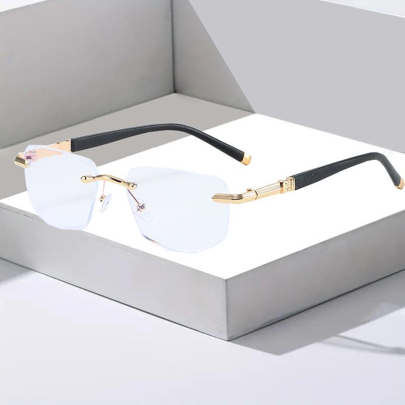 Ultra Light Frameless Cutting Glasses Women Men Metal Frame Rectangle Fashion Glasses