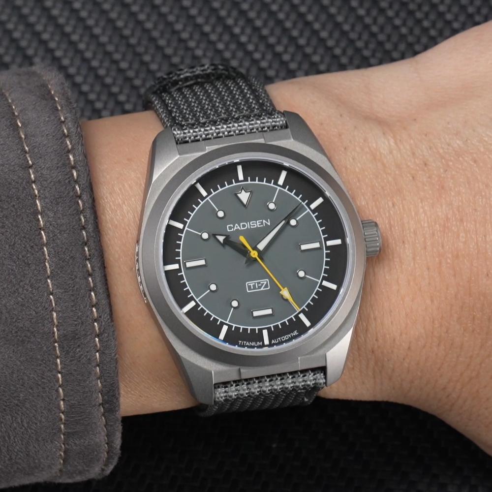 CADISEN TI-7 Autodyne Titanium Steel Automatic Mechanical Canvas Wristwatch Japan MIYOTA 8215 100M Waterproof Gift Man Watches