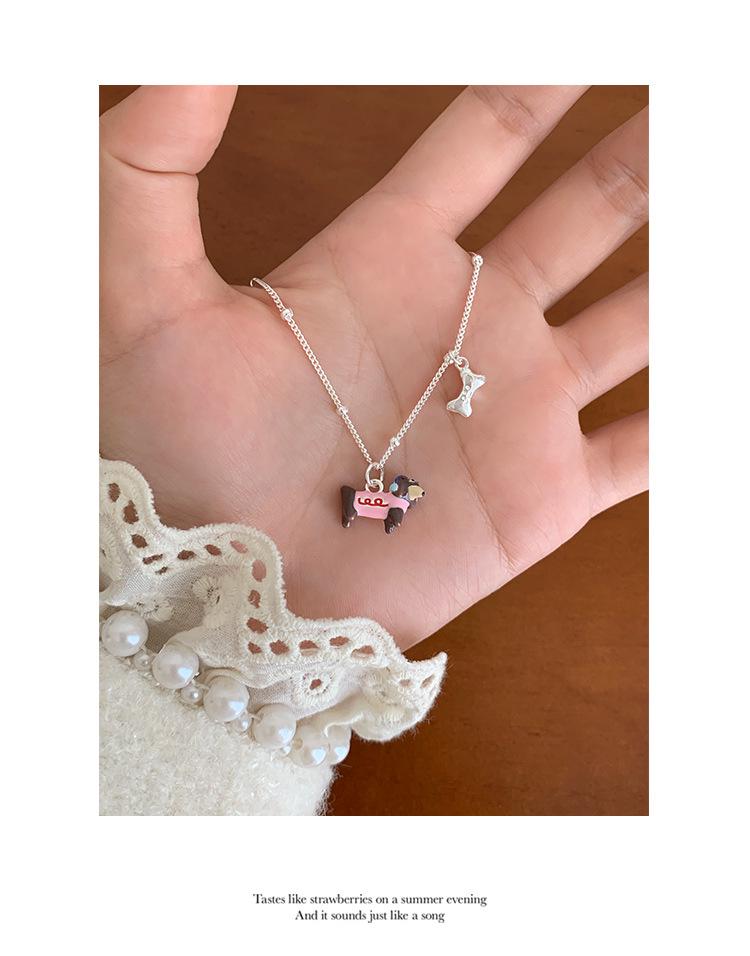 Cute Puppy Collarbone Necklace - Women's Trendy Cartoon Design, Childlike and Versatile Fashion Style