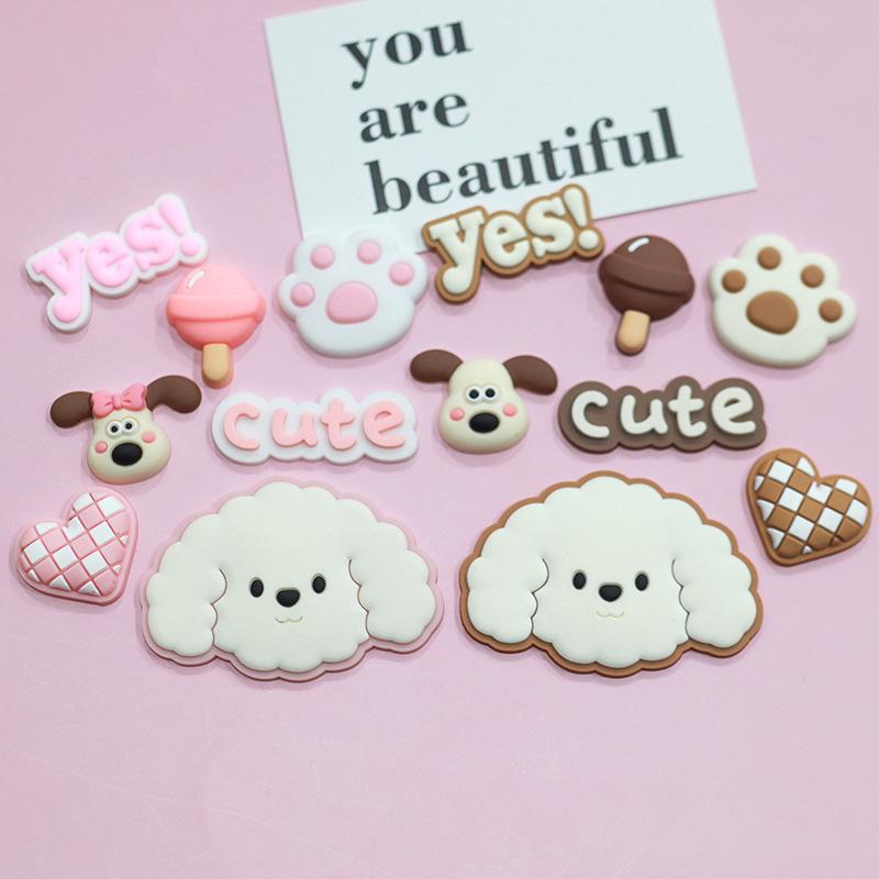 Bichon Puppy Cartoon Magnet & DIY Accessories Set: Shoe Buckles, Phone Case Charms, Cup Stickers