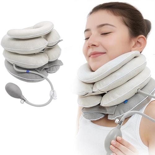 

2025 Innovative Design Neck Support with Air Pump for Men and Women, 3-in-1 Neck Traction Support, 4-Layer Construction, Portable Neck Stretcher, Ligh