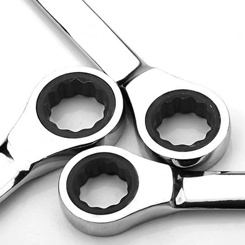 6/7/8/9/10mm Universal Spanner Metric Ratchet Combination Save Labour Wrench 72 Teeth Steel End Head Ratchet Dual-purpose Wrench