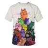 Childish Fun Men Women Short Sleeved Casual Loose Top Brief Strokes Cat Pattern Men's T-shirt Summer Round Neck Sportswear Tops