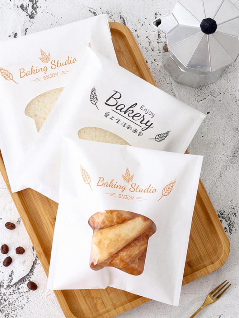 Fenster-Baumwollpapier-Brotbeutel für Croissants und Kekse - Selbstklebende Verpackung
