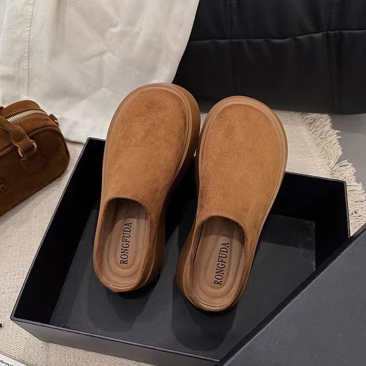 Thick-soled Birkenstock bag head half slippers women's outer wear 2025 spring and autumn new lazy one-pedal Birkenstock shoes half tray