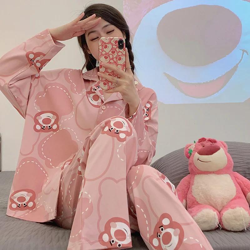 

Пижама Зимний теплый комплект из двух предметов Пижамный комплект с рисунком Пижама с отворотом M