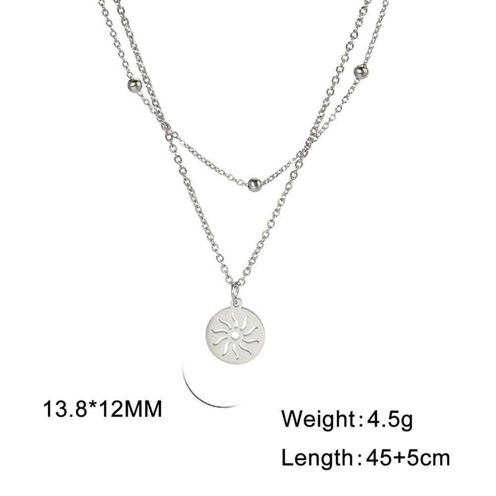 Cazador Small Sun Pendant Necklace for Women Round Minimalist Double Chain on Neck Gift Stainless Steel Jewelry 2026 Wholesale