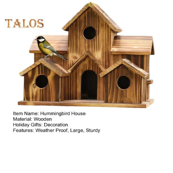 Vogelhäuschen für draußen, hölzernes Kolibri-Nest, Vogelhäuschen für draußen, großes Vogelhäuschen mit 6 Zimmern für die Dekoration im Garten und im Innenhof