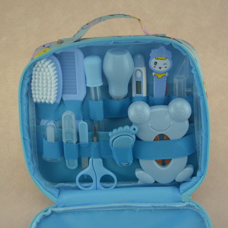 13-Piece Baby Care Set: Cloth Bag, Nasal Aspirator, Nail Clipper, Cartoon Design, Daily Cleaning Essentials
