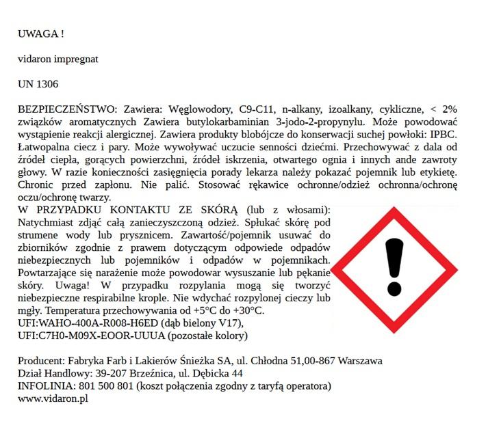 Vidaron Impregnat Ochronno-Dekoracyjny Powłokotwórczy Mahoń V24 0,7L