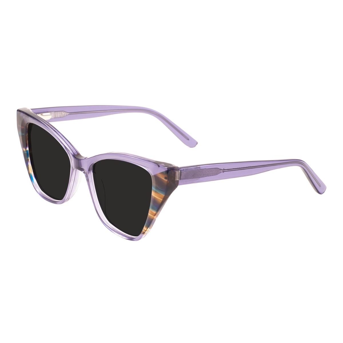 

2025 New Women Cat Eye Prescription Sunglasses Ladies Fashion Vintage Travel Outdoors Square Spectacle Sun Glasses UV400 Shades Single Version&1.56&None фиолетовый