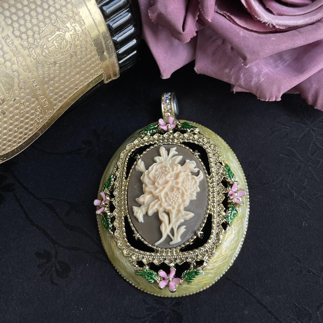 Винтажный Простой Тяжелая Промышленность Роза Камея Модный Универсальный Кулон pendant ярко-розовый