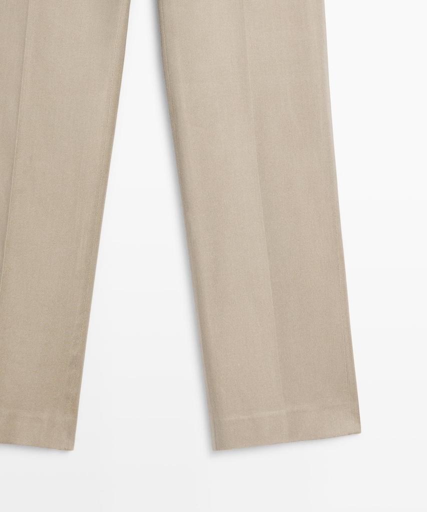 Masimodutti Straight Fit Linen Blend Pants