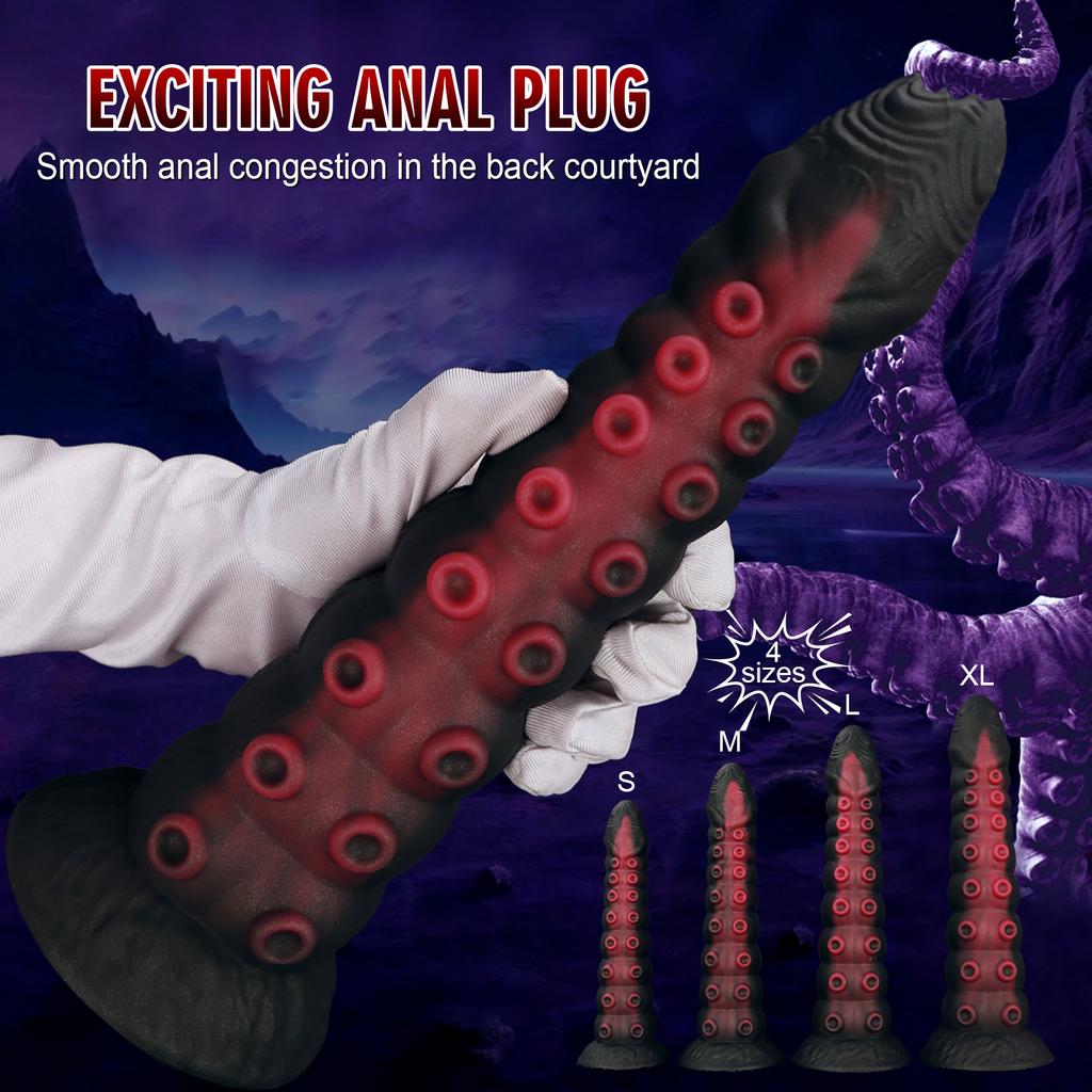 Tentacle Anal Plug Mixed Color Alien Dildo Soft Huge Butt Plug Suction Cup Anal Toys Large Particle Masturbator Vaginal Anal Dilator Sex Toys Unisex
