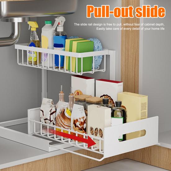 Storage Rack Seasoning Organizer Strong Load-bearing Rust-proof Pull-Out Design Kitchen Storage Shelf Spice Rack