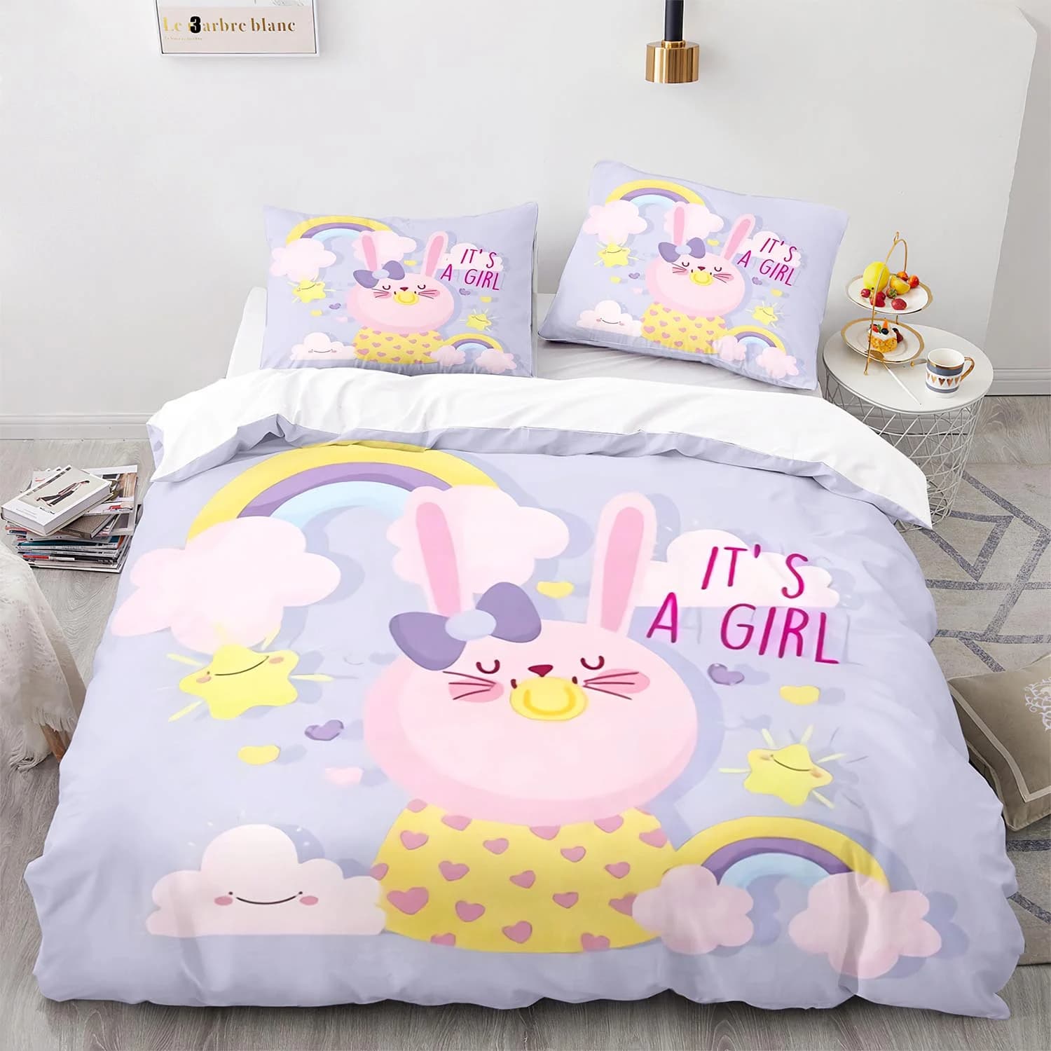 

Детское одеяло Постельное белье Мультяшный кролик Королева Лесные животные Одеяло Ботанический Декор спальни для мальчиков и девочек Comforter (quilt)-EU Single(135*200cm)3pcs