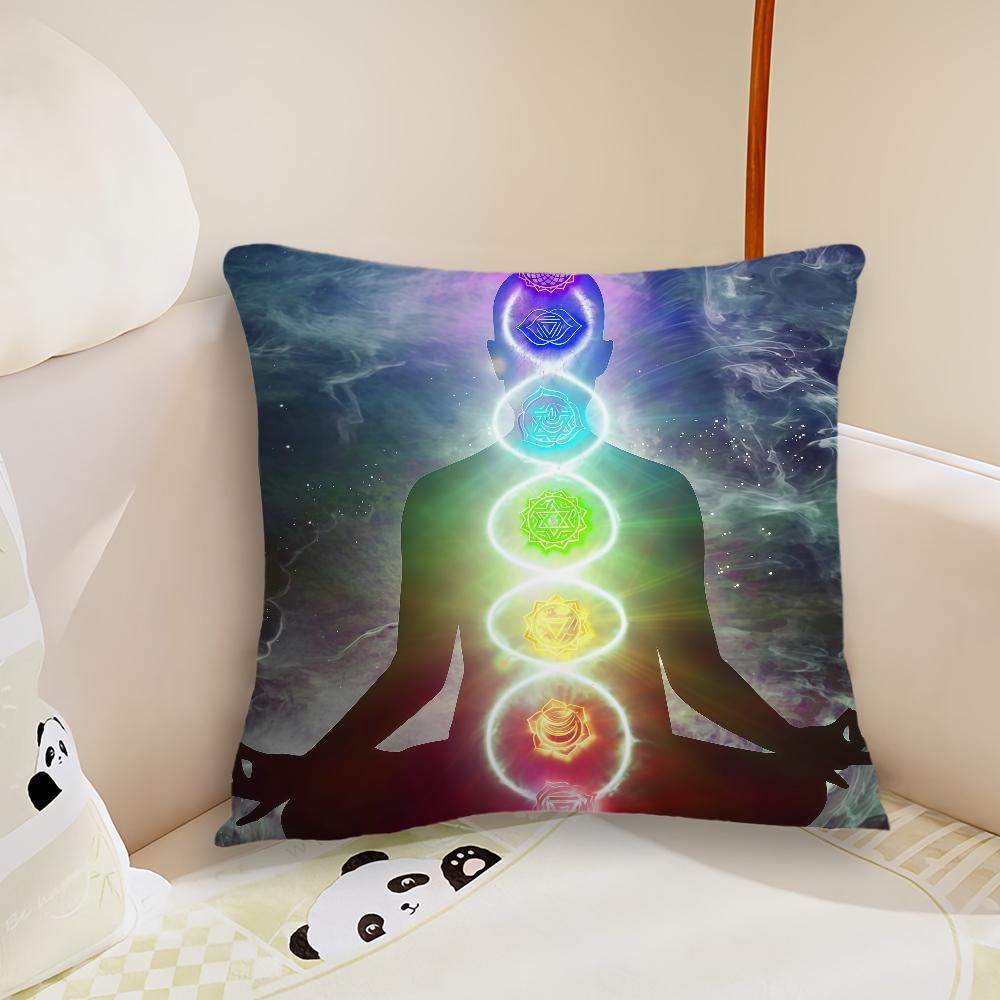 cushion cover Plush Fabric Soft  Double Sided Print Sofa Funny Chakra Cushion Cover Throw Rainbow Pillow Covers