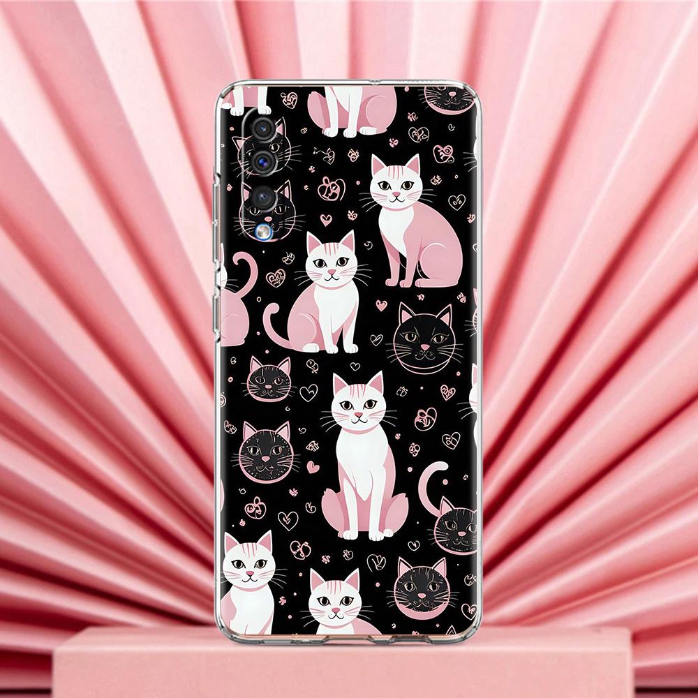 Phone Case For Samsung A56 A36 A26 A24 A16 A14 A12 A32 A50 A70 A22 A40 A34 A54 A42 A52 5G A04s A06 Cover Lovely Cat Playing Fun