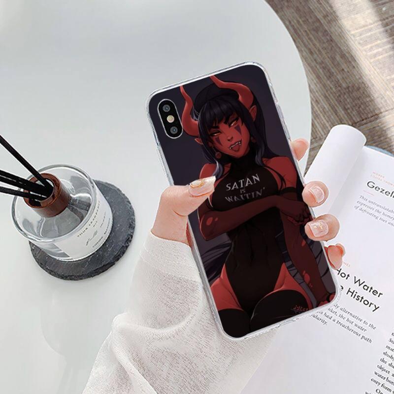 Seksowna Kobieta Diabeł Etui na Telefon Dla IPhone 14 13 12 11 XS X 8 7 6 Plus Mini Pro Max SE 2022 Miękkie Przezroczyste Etui na Telefon