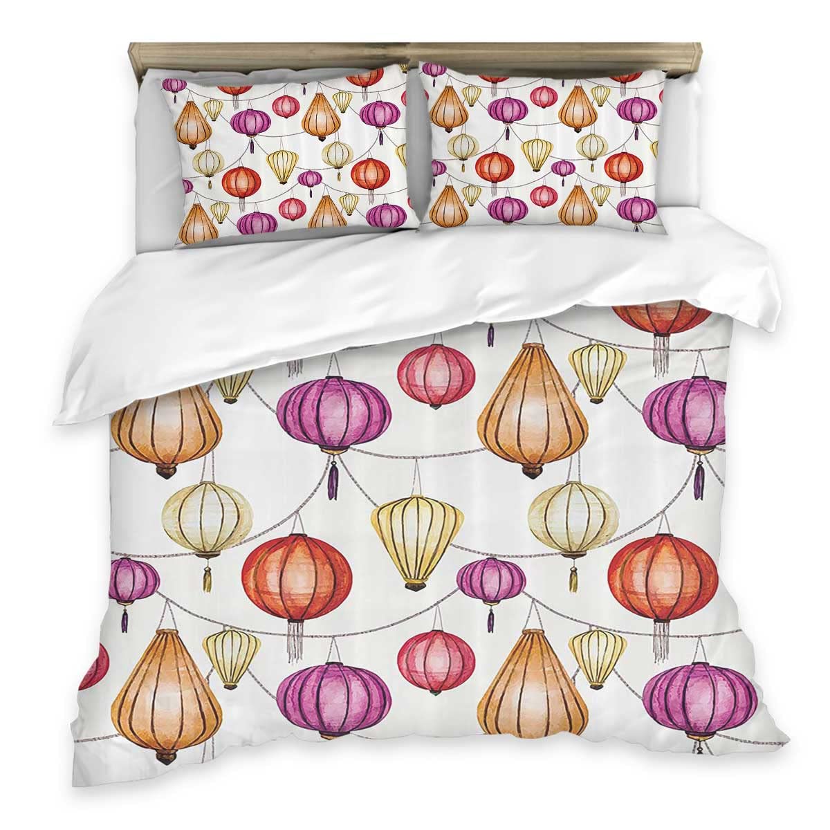

Chinese Lantern Duvet Cover Sets For Kids Adults Queen Size Lightweight Down Room Decor 2 Pillowcases And 1 Duvet Cover No Quilt EU Single(135*200cm)3pcs