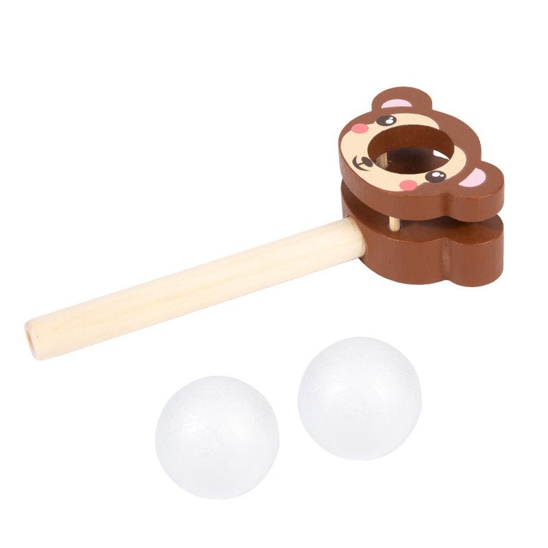 Wooden Cartoon Suspension Ball Blower – Early Learning Toy for Kids to Develop Lung Capacity and Parent-Child Interaction