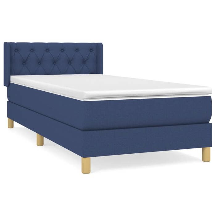 3130471 vidaXL Divan-lit À Sommier Tapissier Avec Matelas Bleu 80x200 Cm Tissu